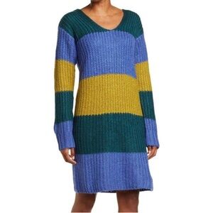 Stitchdrop Colorblock V-Neck Sweater Dress, Size L, NWT